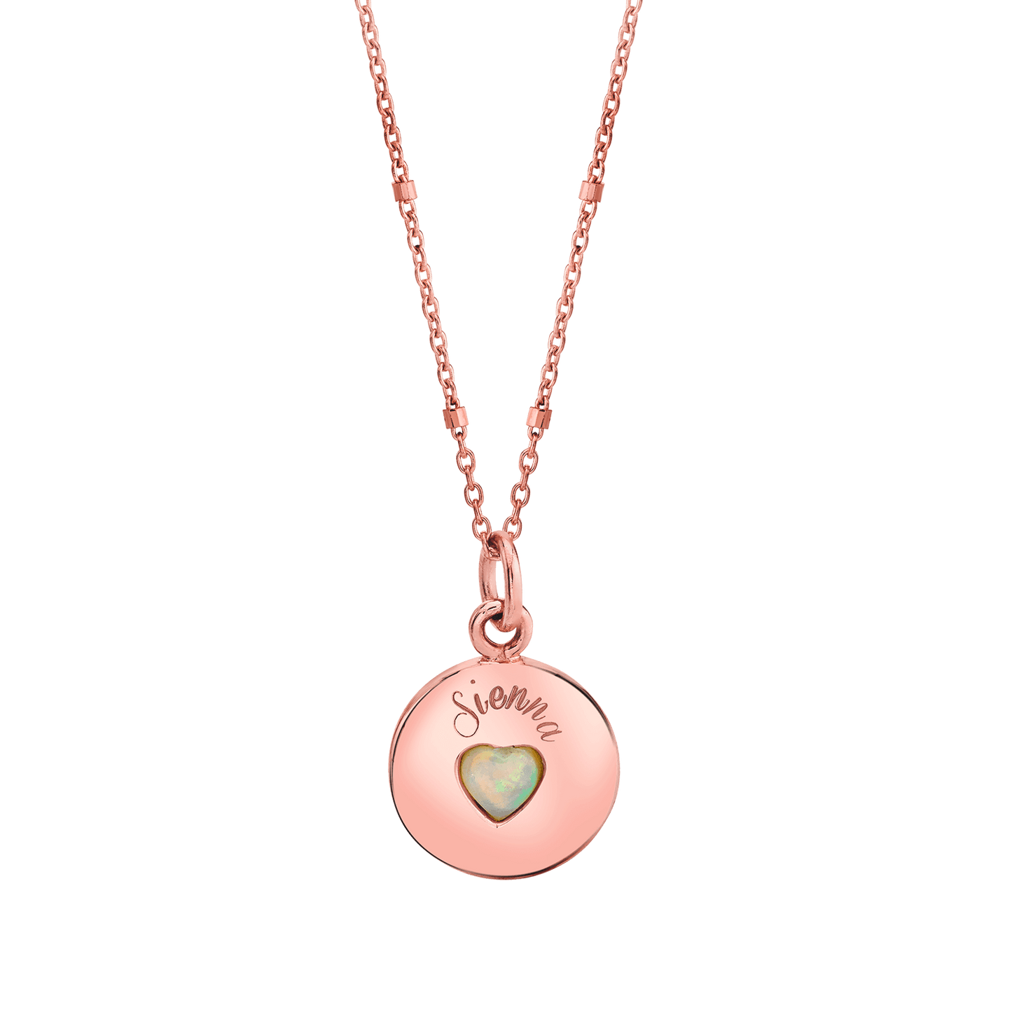Opal Heart Name Medallion - Lotus Diamond