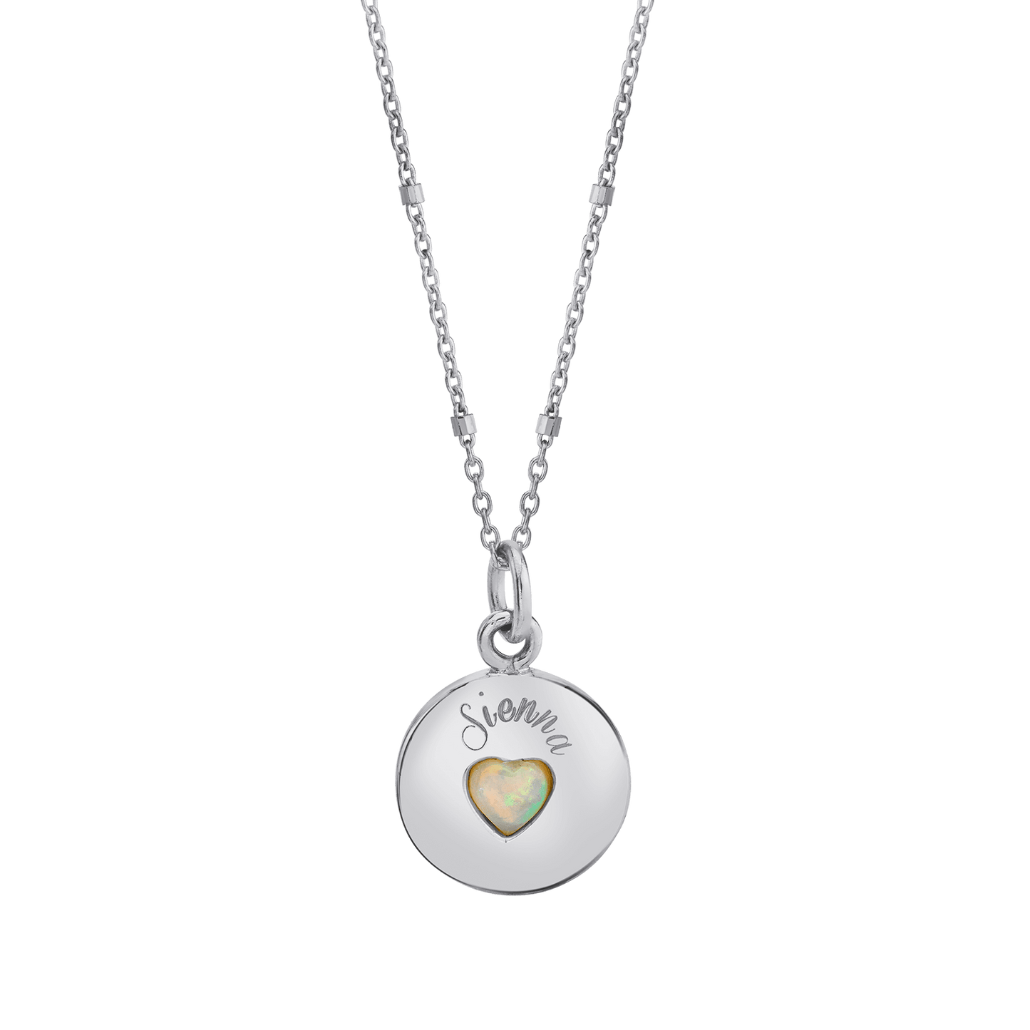Opal Heart Name Medallion - Lotus Diamond