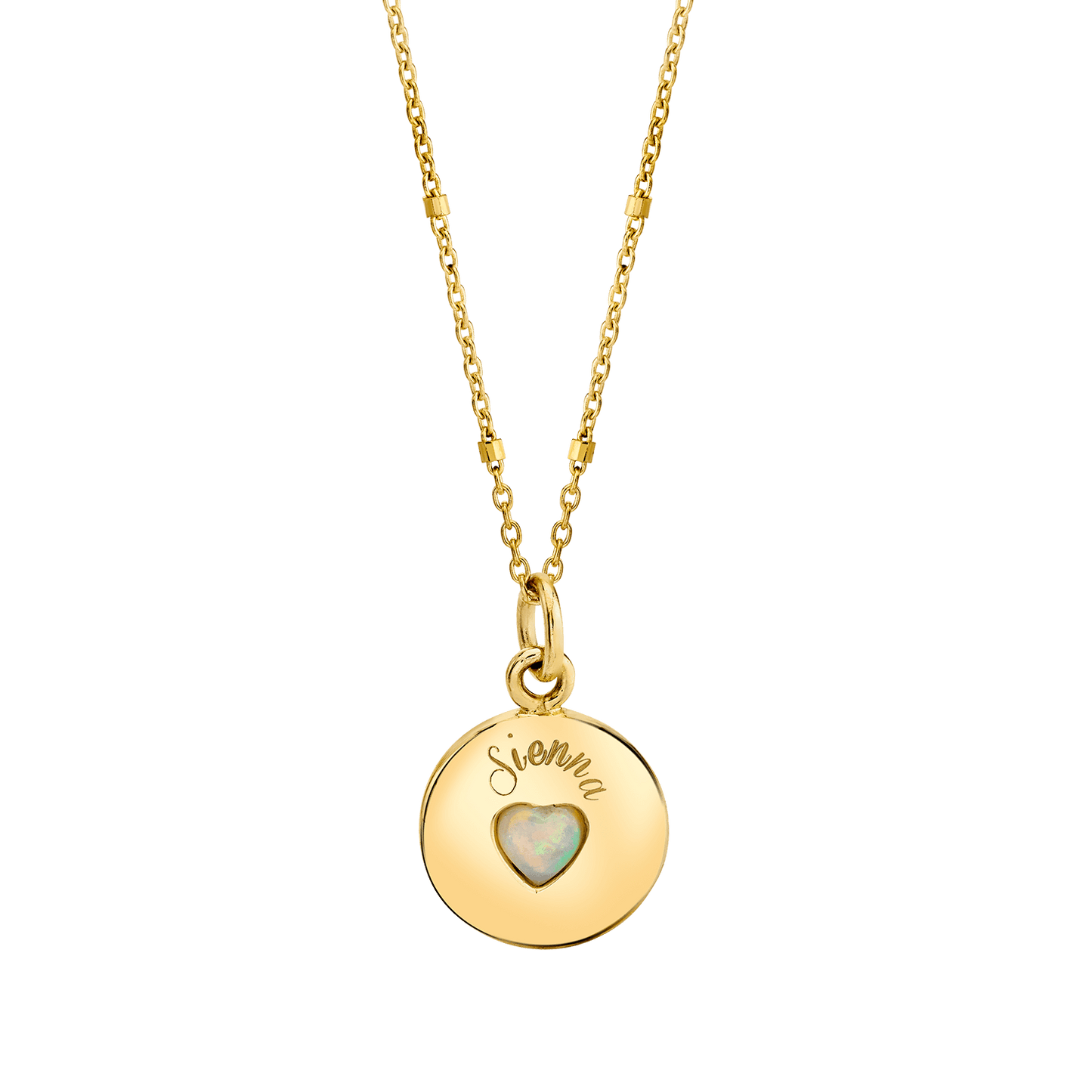Opal Heart Name Medallion - Lotus Diamond