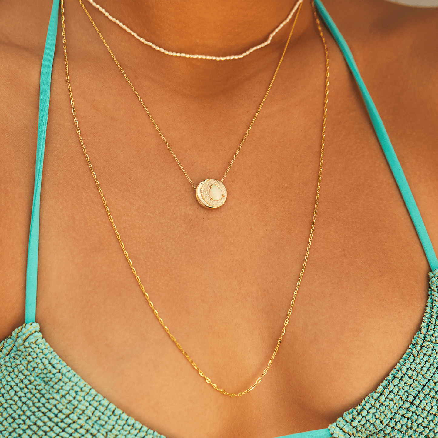 Opal Moon Necklace - Lotus Diamond