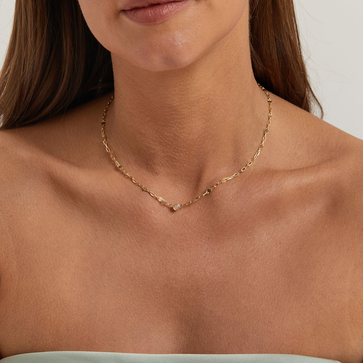 Opal Solitaire Sequin Necklace - Lotus Diamond