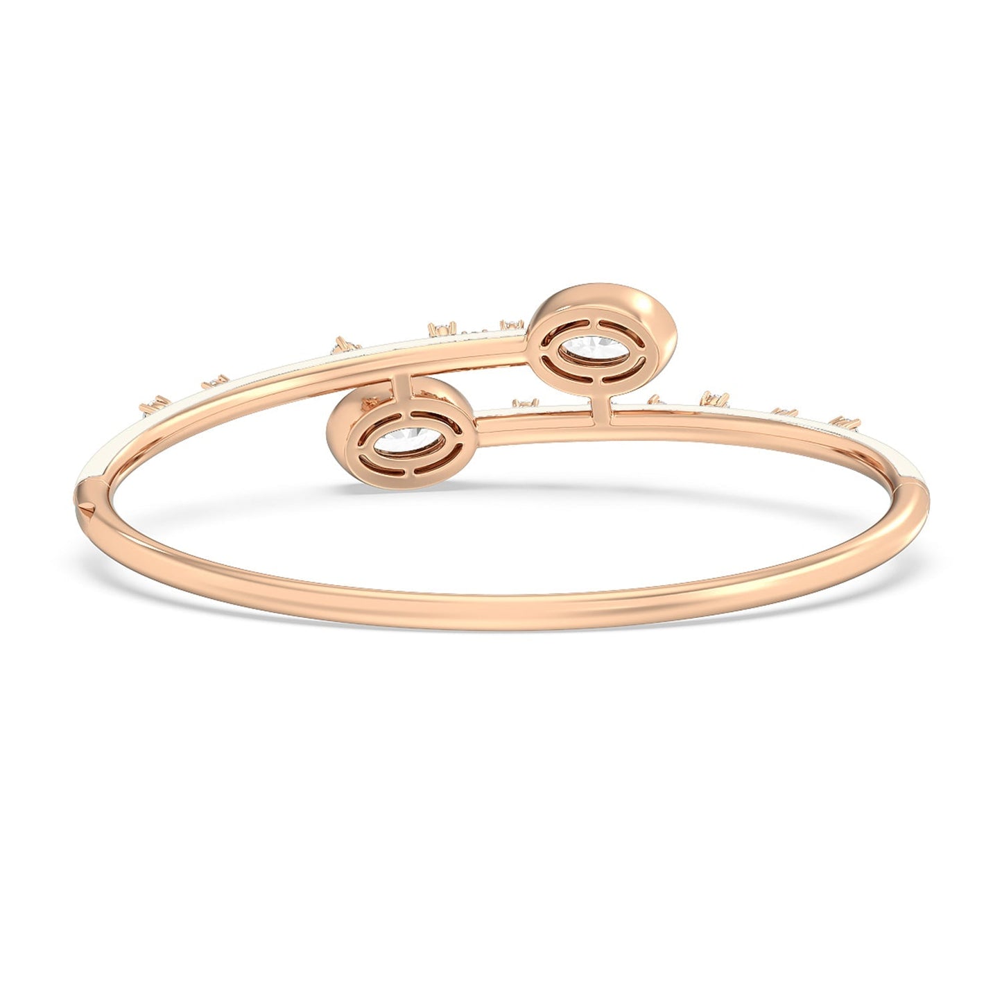 Open Bypass Half Bangle in Ceramic - Lotus Diamond