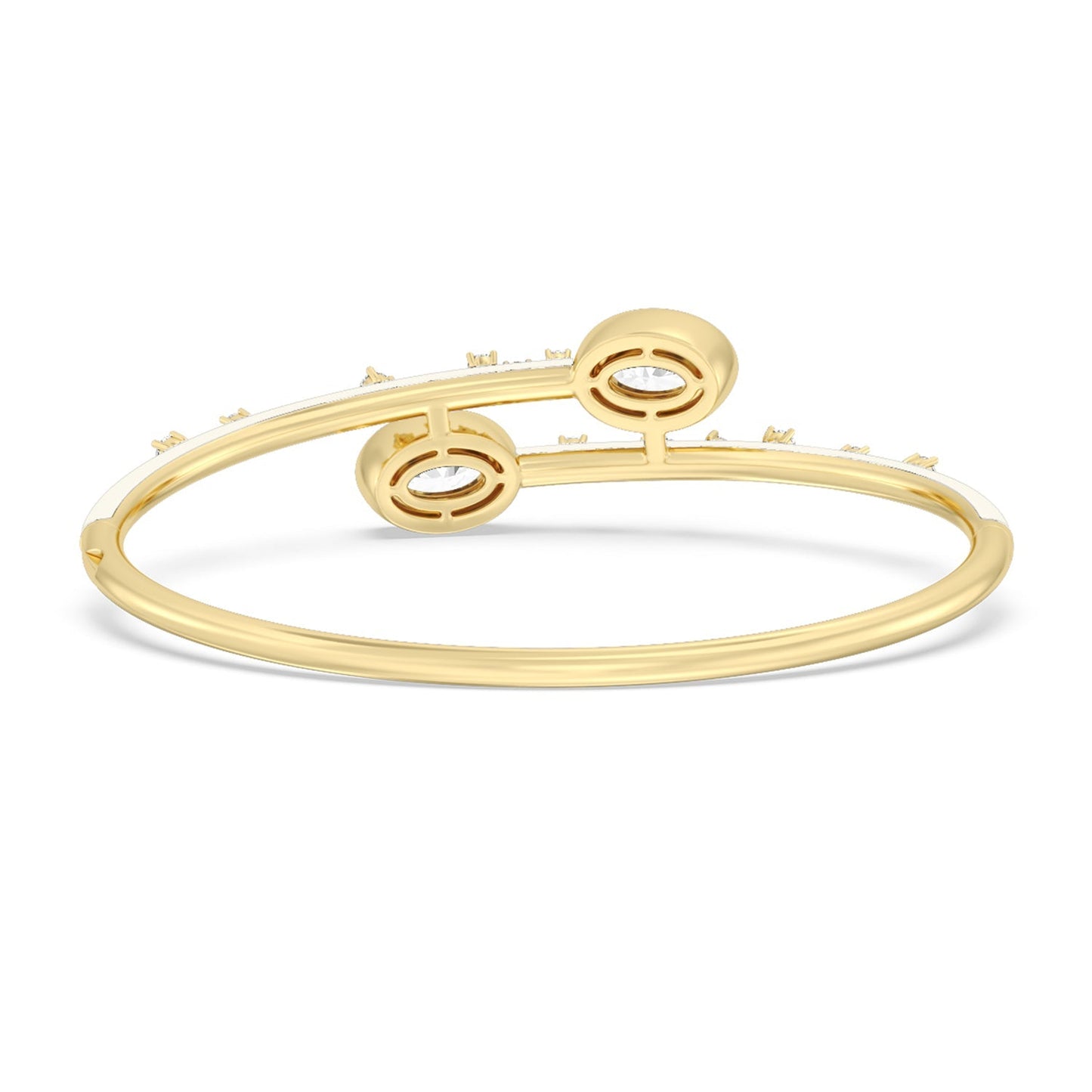 Open Bypass Half Bangle in Ceramic - Lotus Diamond