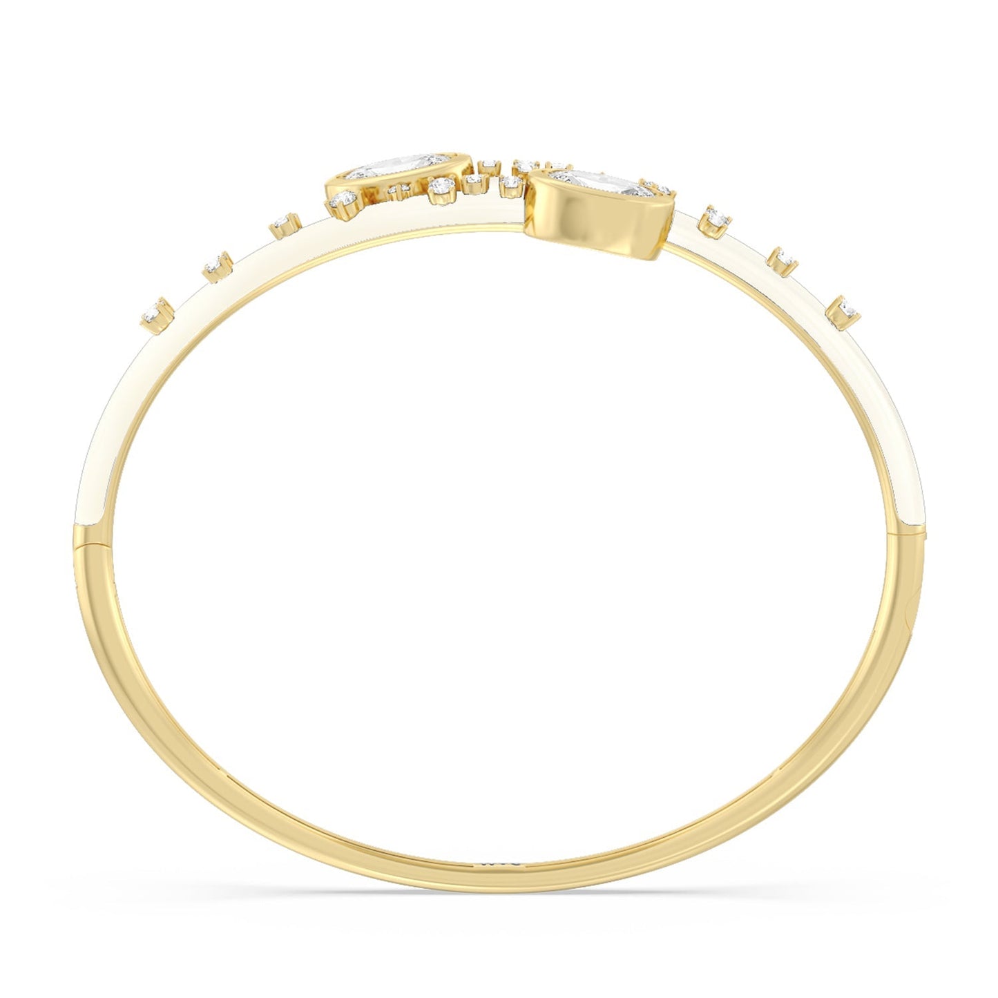 Open Bypass Half Bangle in Ceramic - Lotus Diamond