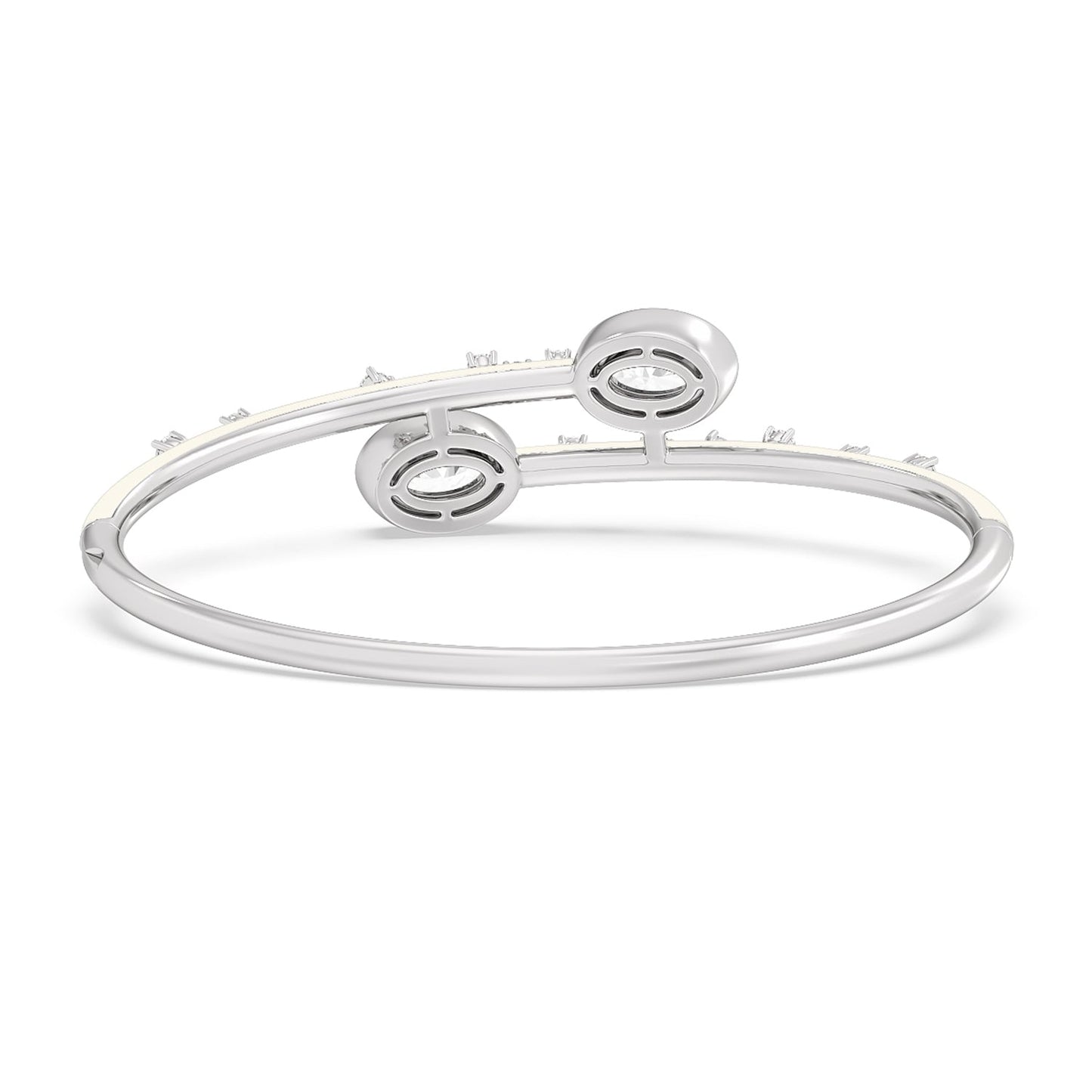 Open Bypass Half Bangle in Ceramic - Lotus Diamond