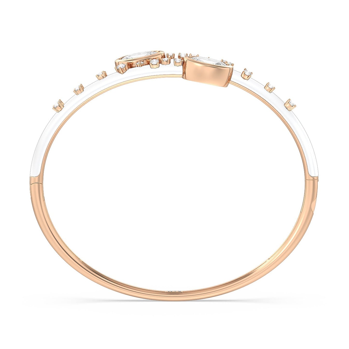 Open Bypass Half Bangle in Ceramic - Lotus Diamond