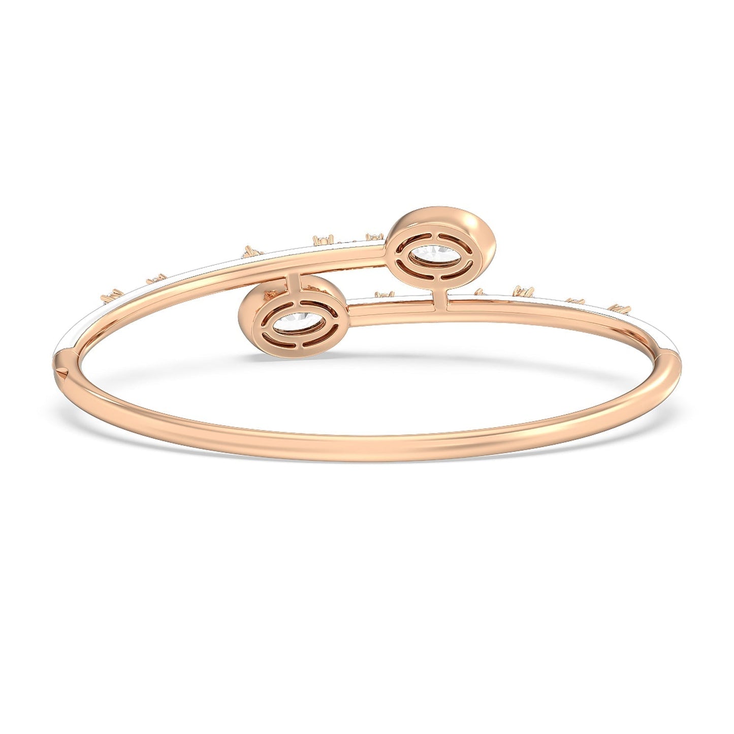 Open Bypass Half Bangle in Ceramic - Lotus Diamond