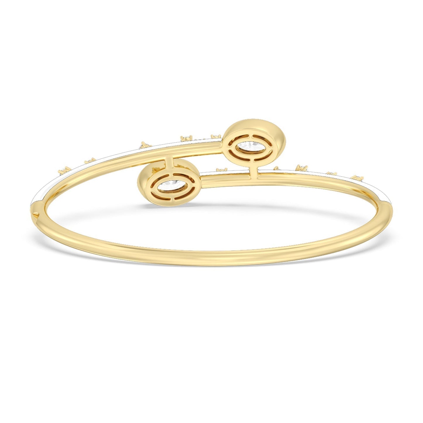 Open Bypass Half Bangle in Ceramic - Lotus Diamond