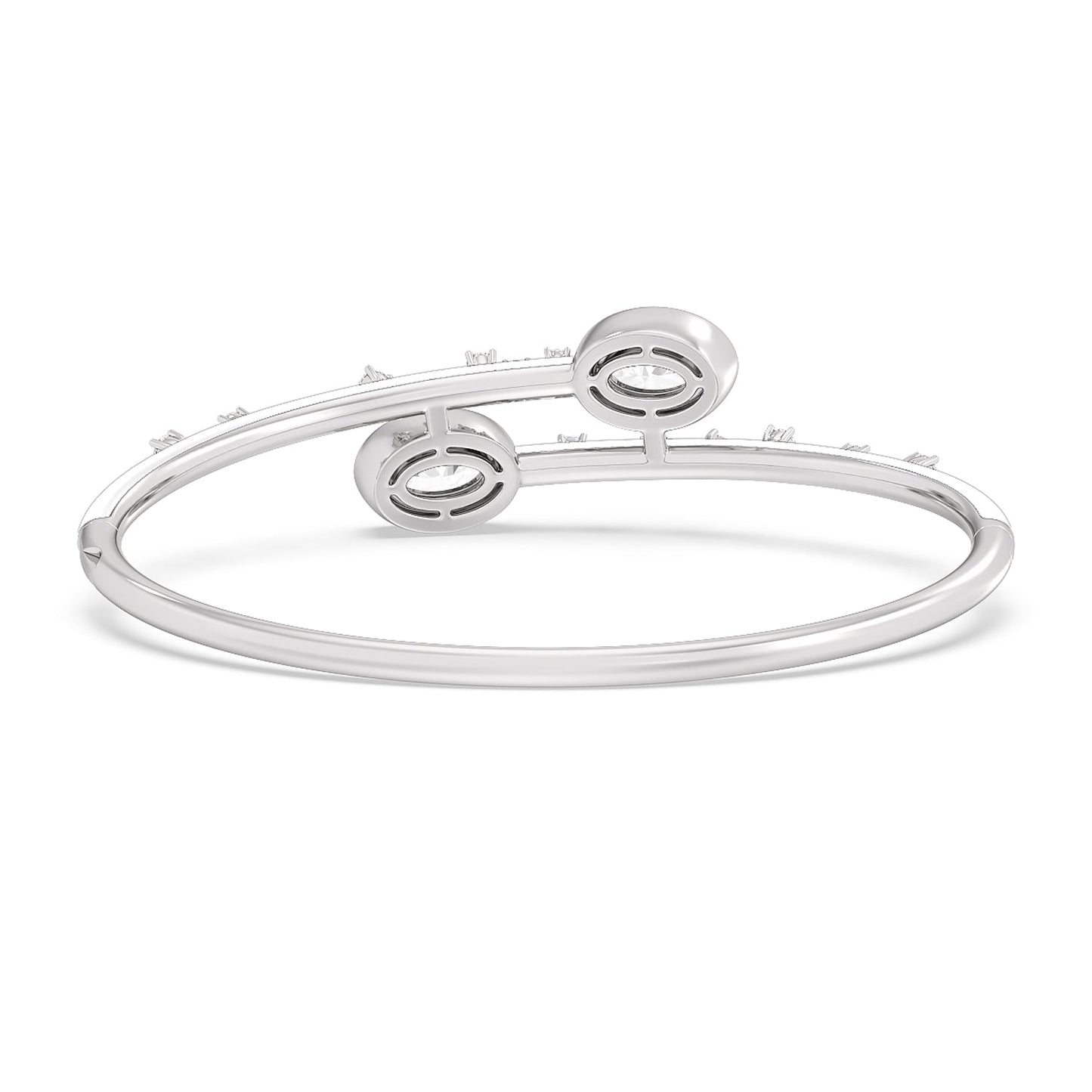 Open Bypass Half Bangle in Ceramic - Lotus Diamond