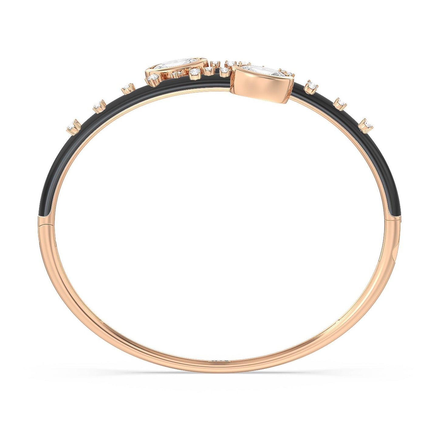 Open Bypass Half Bangle in Ceramic - Lotus Diamond