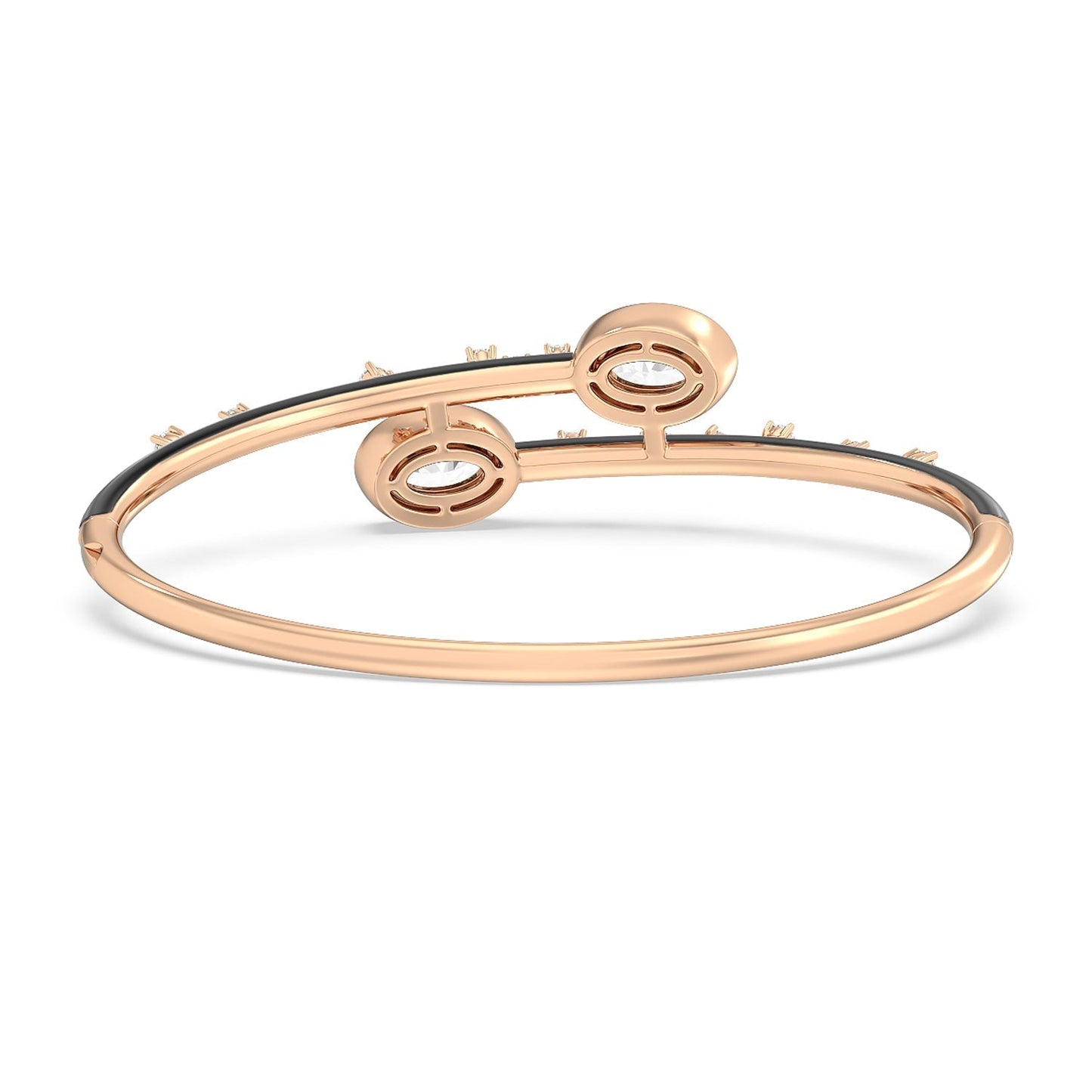 Open Bypass Half Bangle in Ceramic - Lotus Diamond