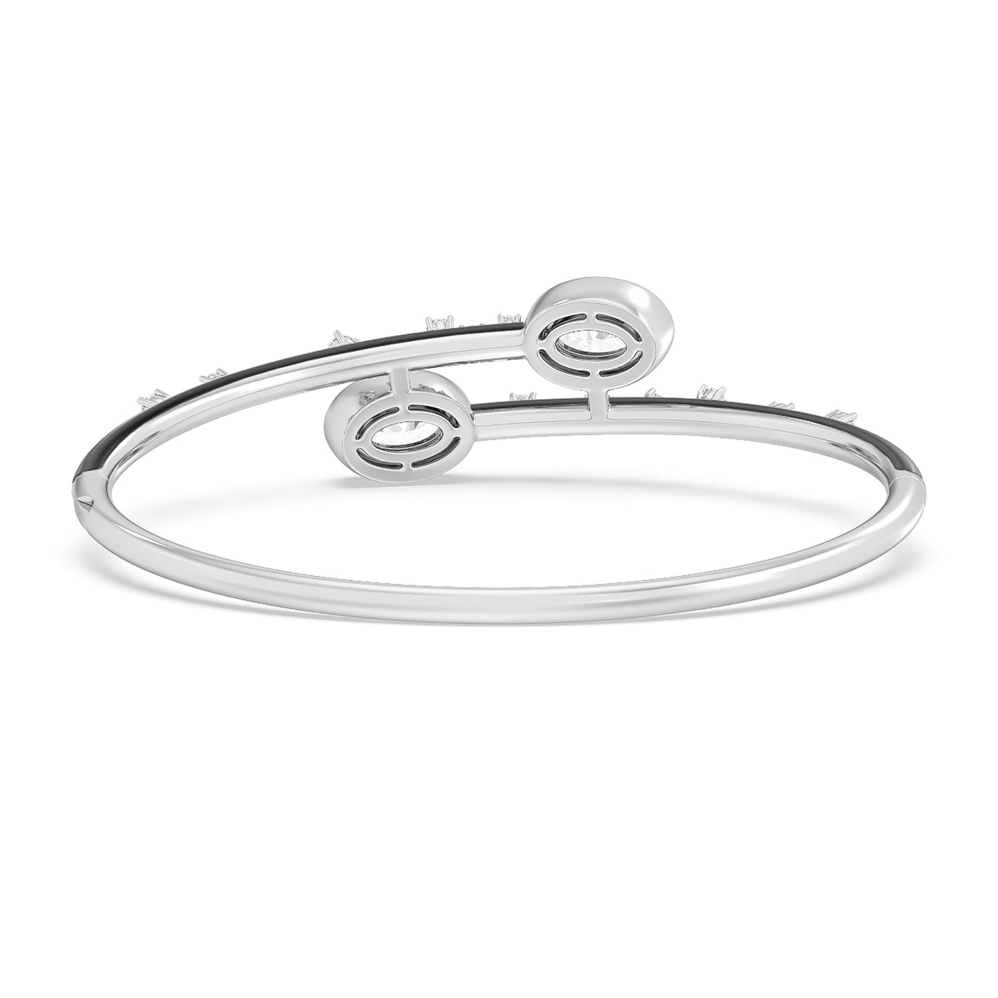 Open Bypass Half Bangle in Ceramic - Lotus Diamond