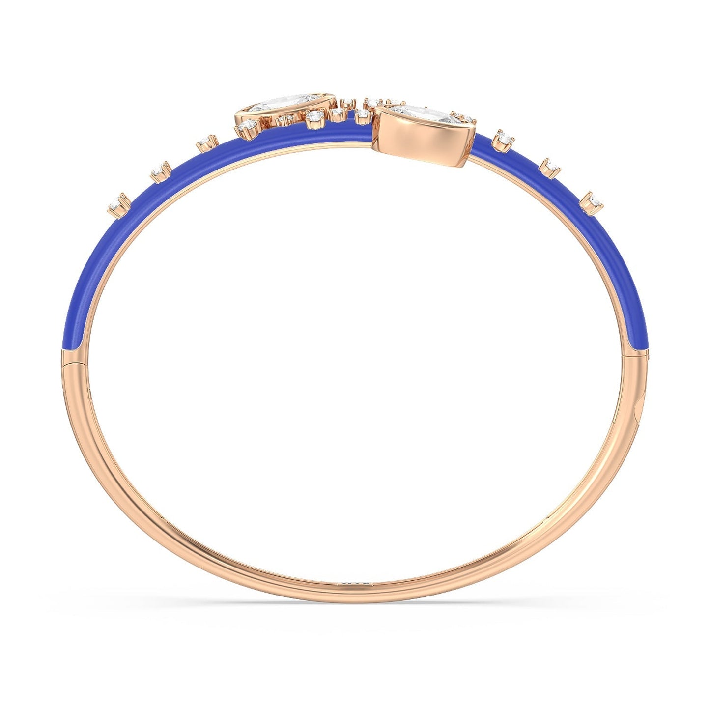 Open Bypass Half Bangle in Ceramic - Lotus Diamond
