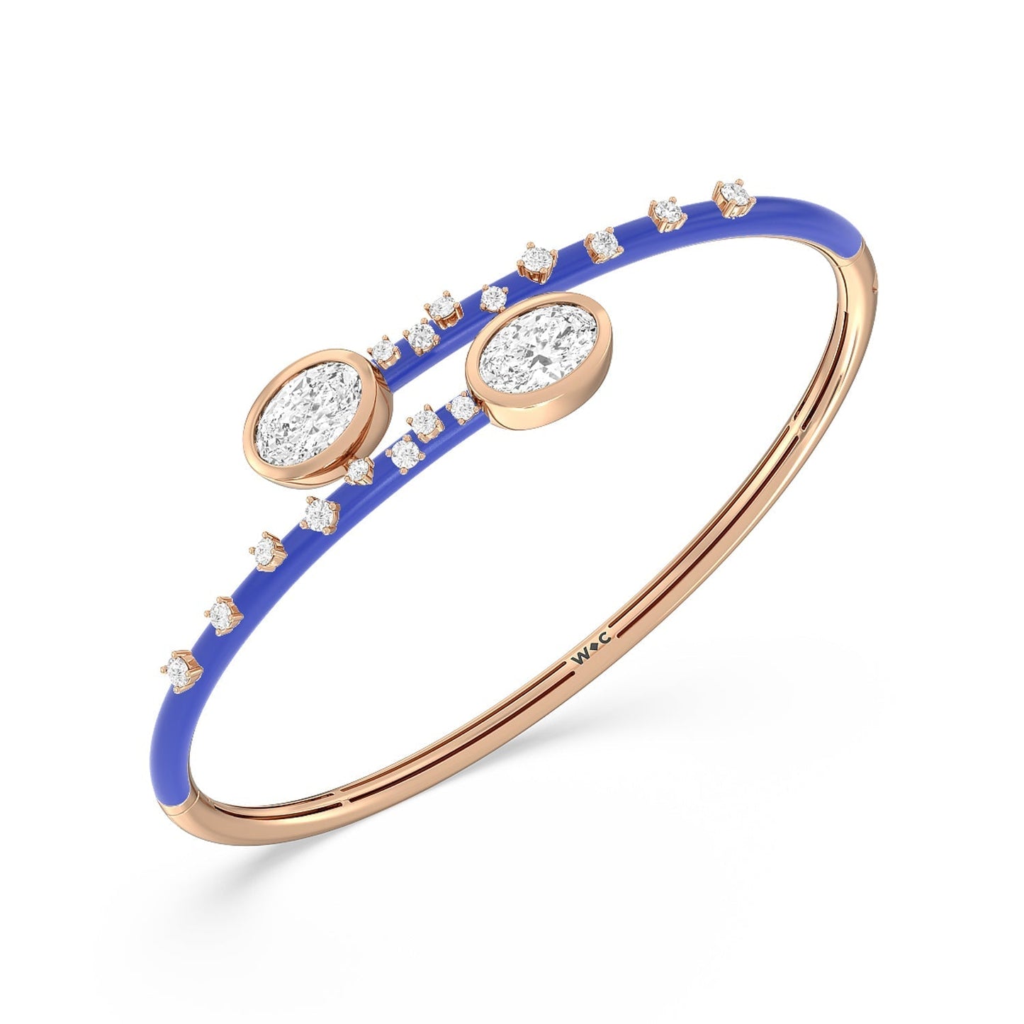 Open Bypass Half Bangle in Ceramic - Lotus Diamond