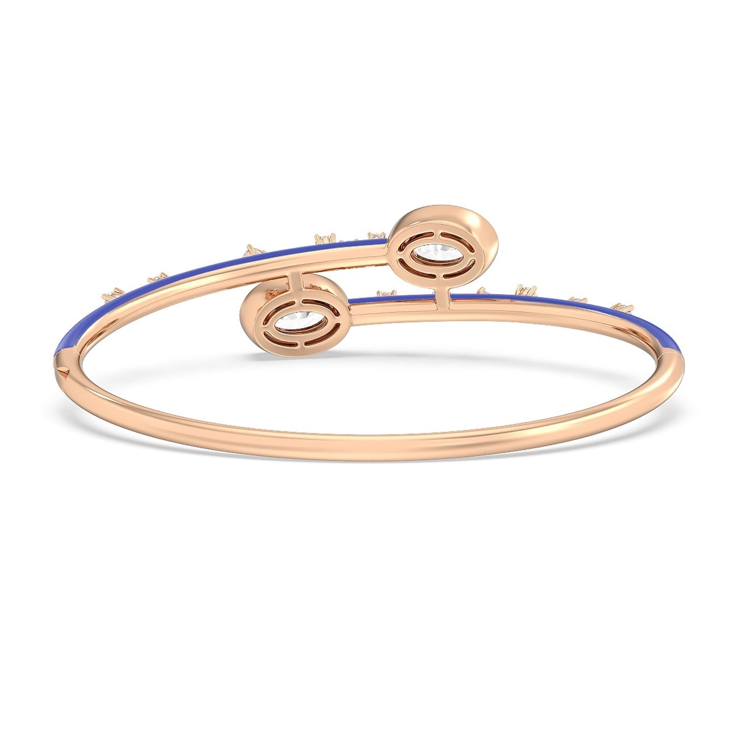 Open Bypass Half Bangle in Ceramic - Lotus Diamond
