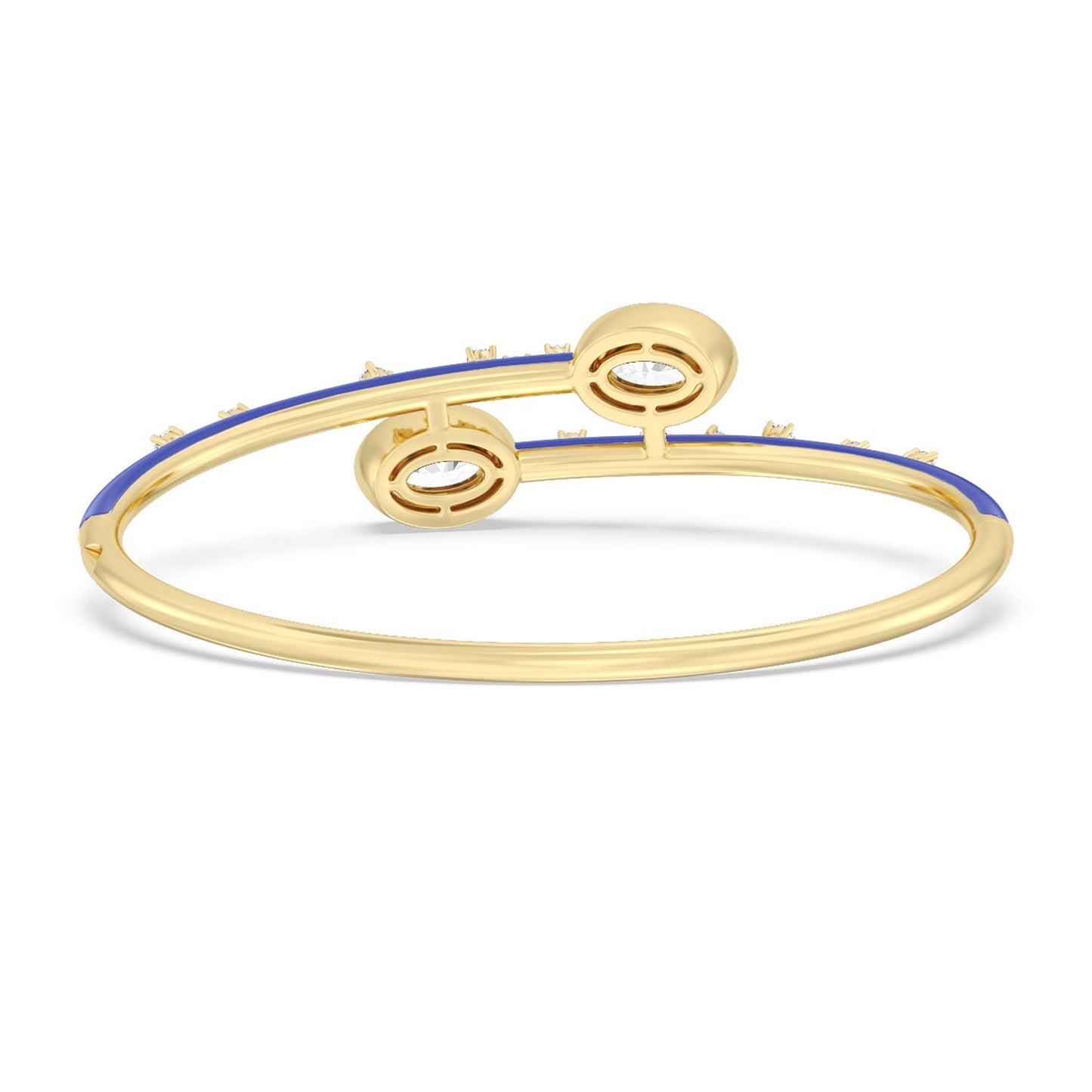 Open Bypass Half Bangle in Ceramic - Lotus Diamond