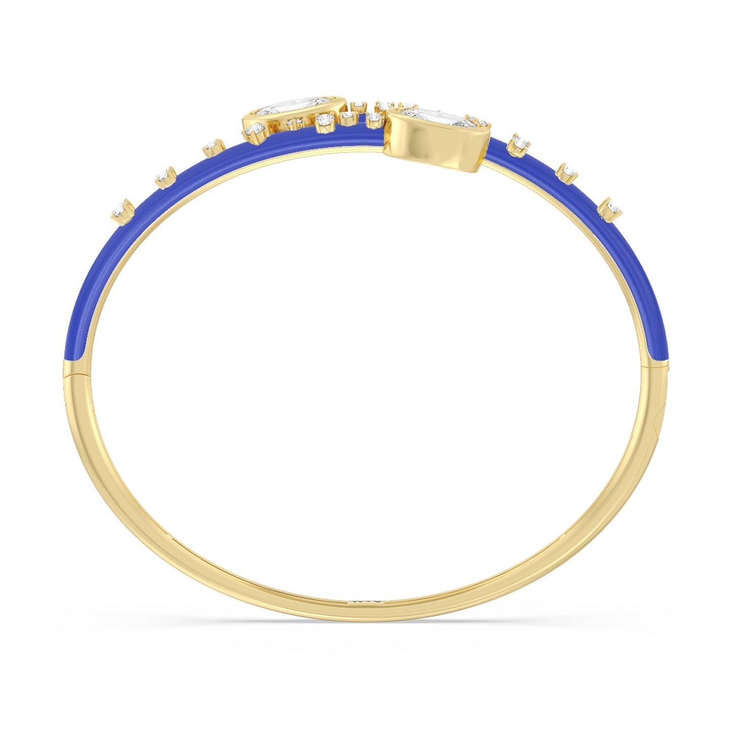 Open Bypass Half Bangle in Ceramic - Lotus Diamond