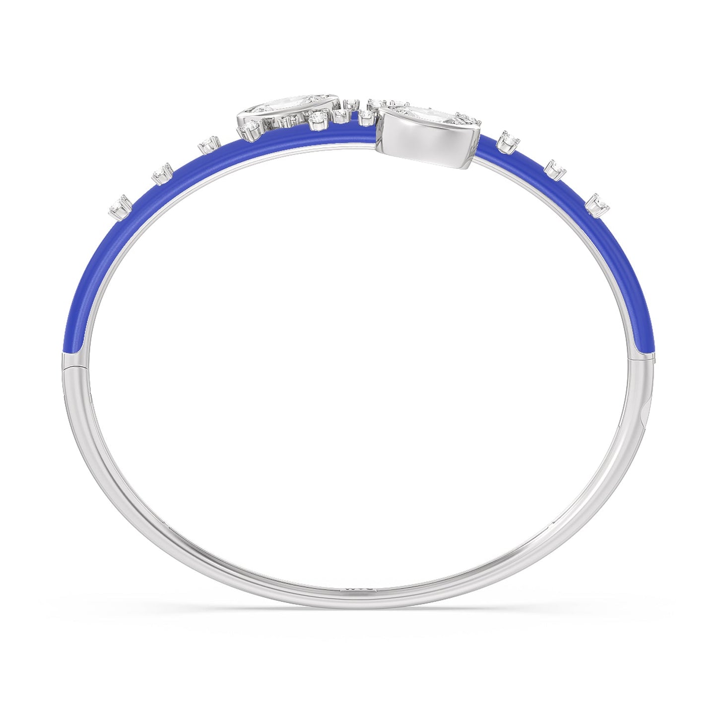 Open Bypass Half Bangle in Ceramic - Lotus Diamond