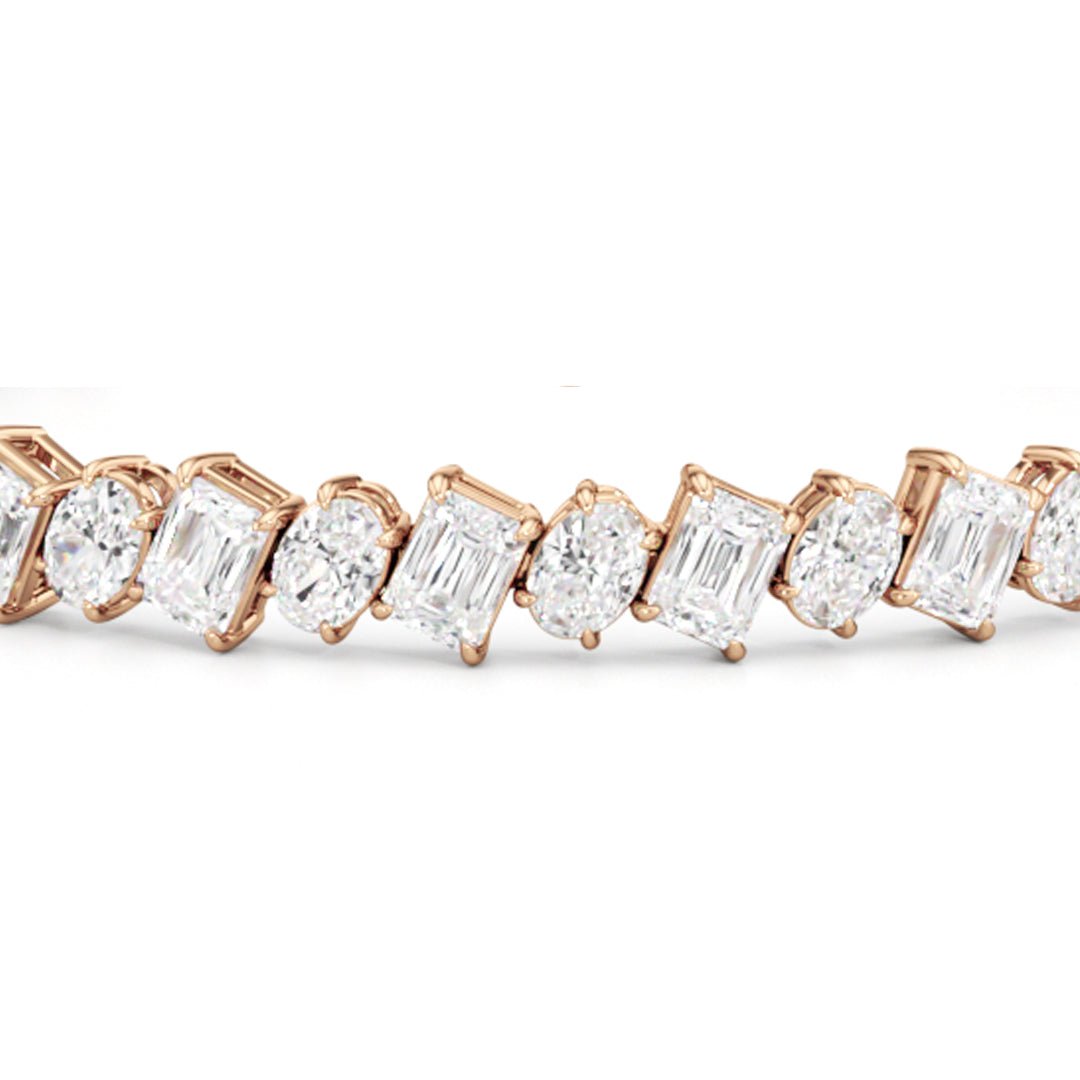 Oval and Emerald Herringbone Tennis Bracelet - Lotus Diamond