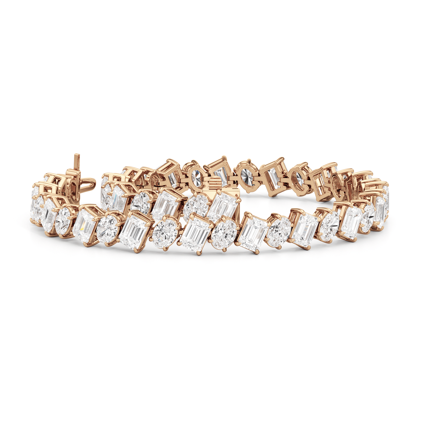 Oval and Emerald Herringbone Tennis Bracelet - Lotus Diamond