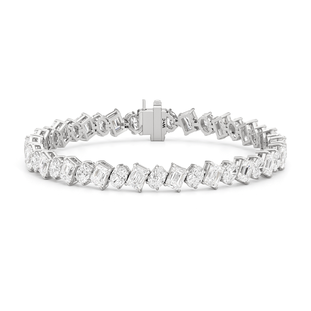 Oval and Emerald Herringbone Tennis Bracelet - Lotus Diamond