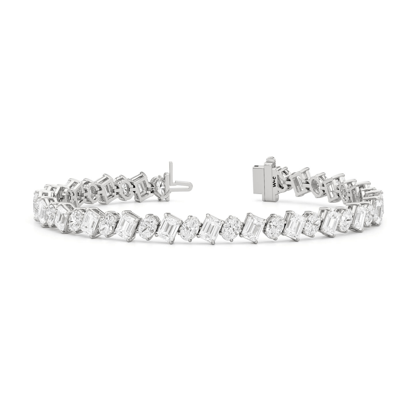 Oval and Emerald Herringbone Tennis Bracelet - Lotus Diamond