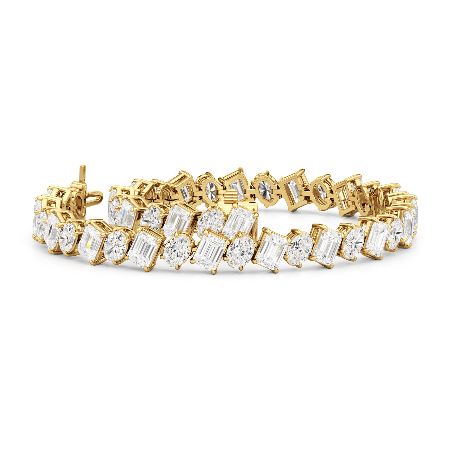 Oval and Emerald Herringbone Tennis Bracelet - Lotus Diamond