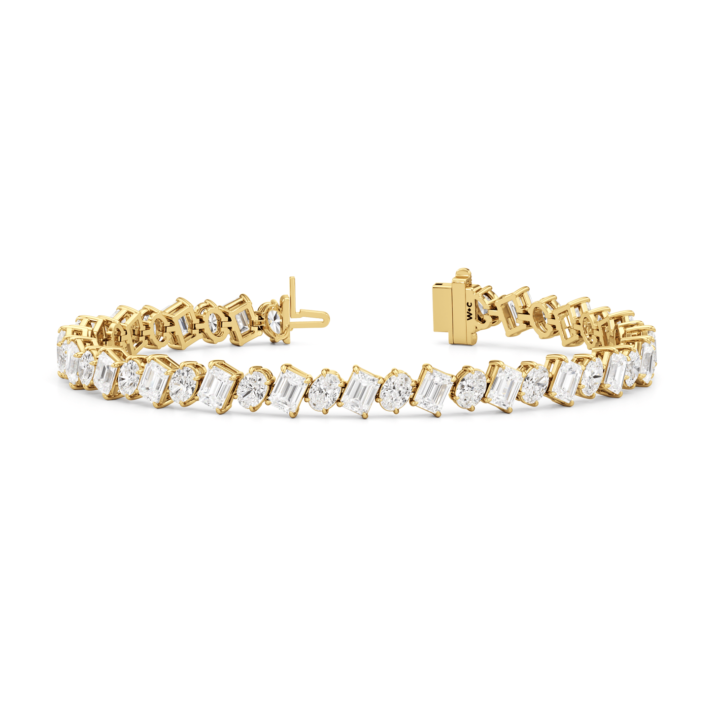 Oval and Emerald Herringbone Tennis Bracelet - Lotus Diamond