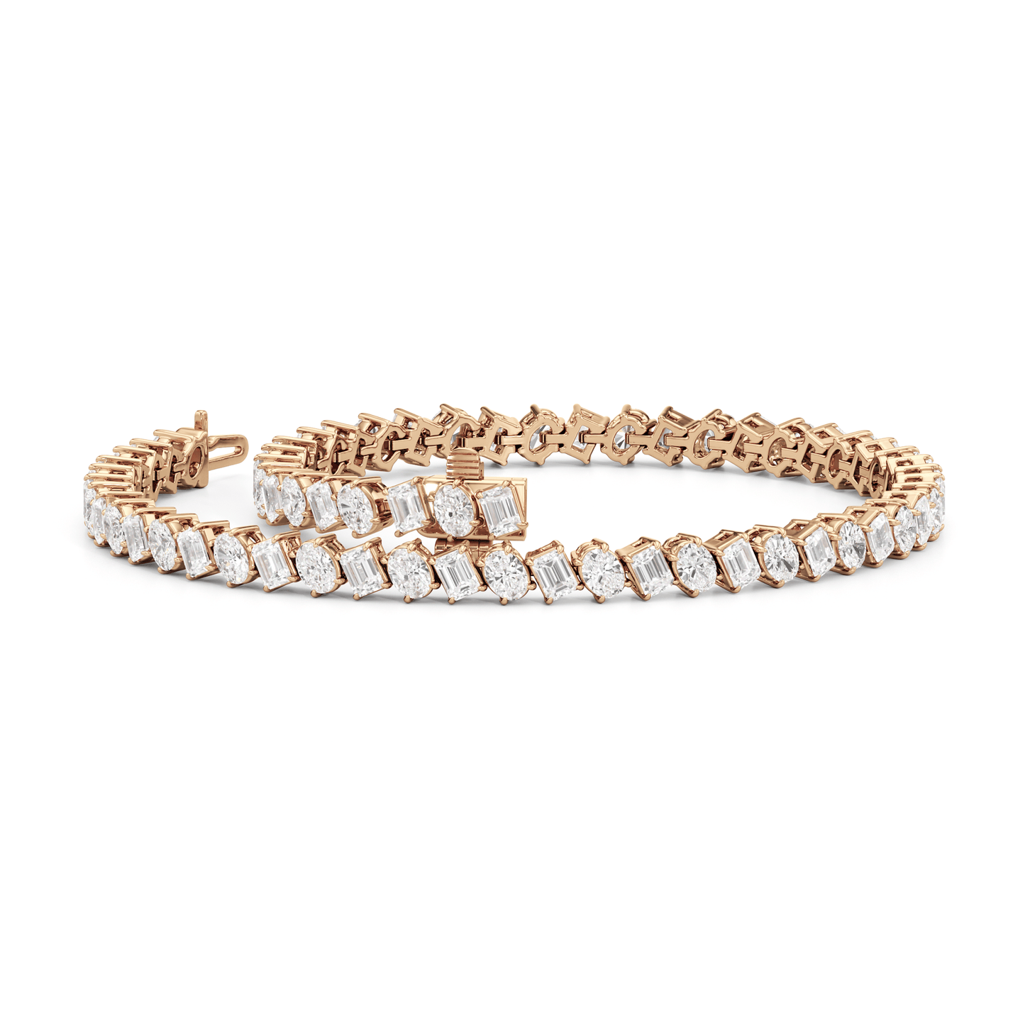 Oval and Emerald Herringbone Tennis Bracelet - Lotus Diamond