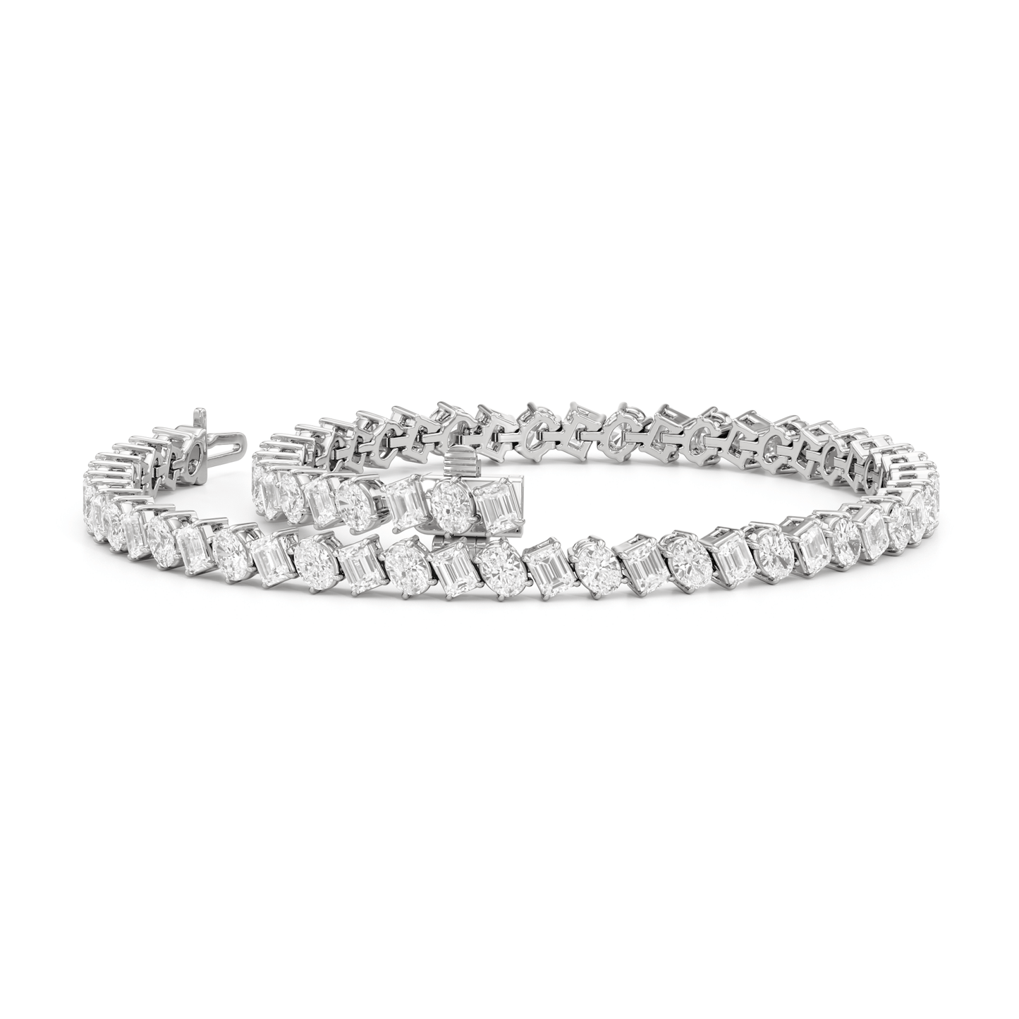 Oval and Emerald Herringbone Tennis Bracelet - Lotus Diamond