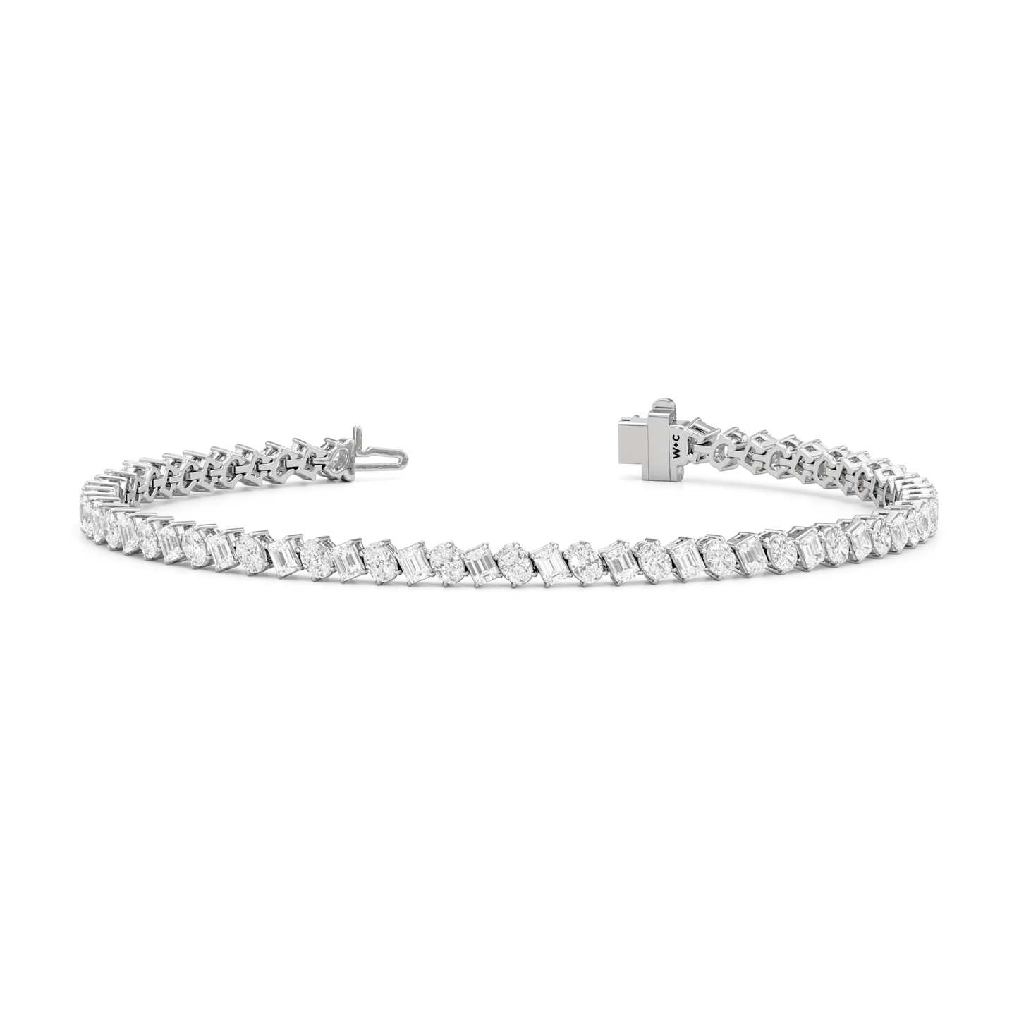 Oval and Emerald Herringbone Tennis Bracelet - Lotus Diamond