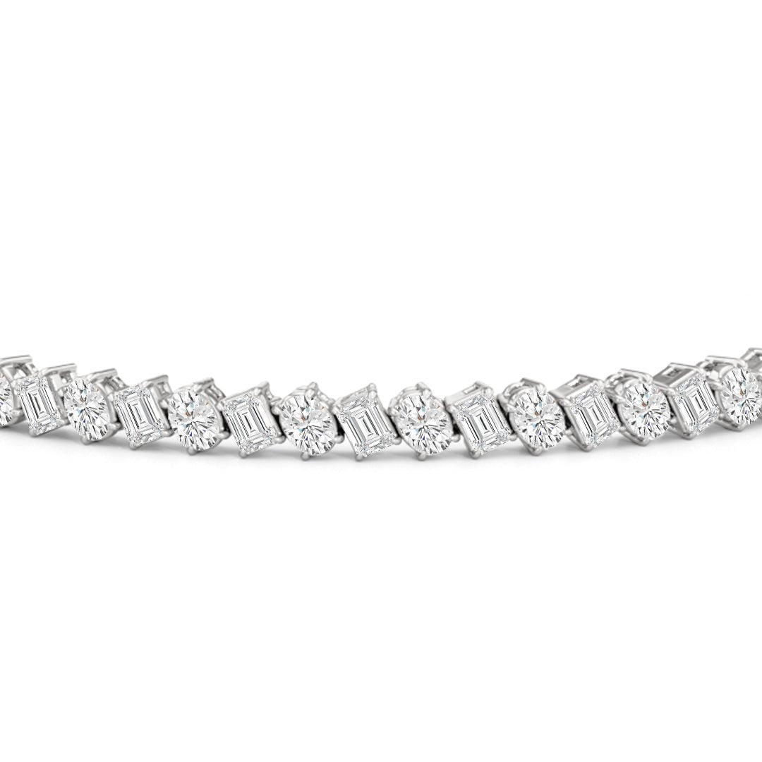 Oval and Emerald Herringbone Tennis Bracelet - Lotus Diamond