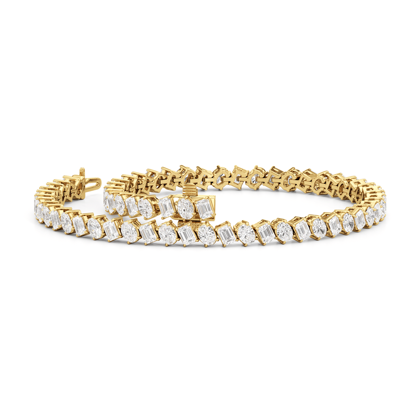 Oval and Emerald Herringbone Tennis Bracelet - Lotus Diamond