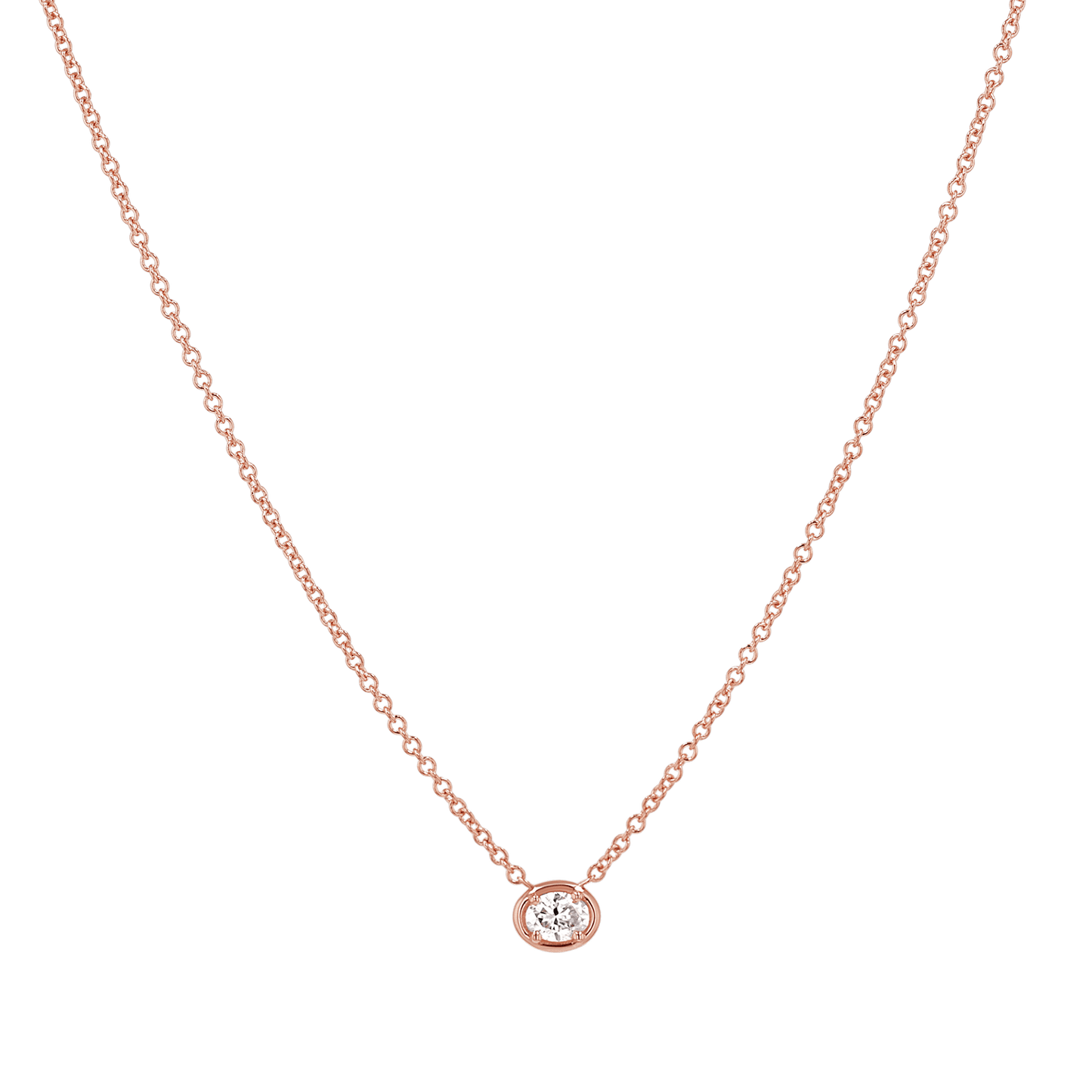 Oval Diamond Solitaire Necklace - Lotus Diamond