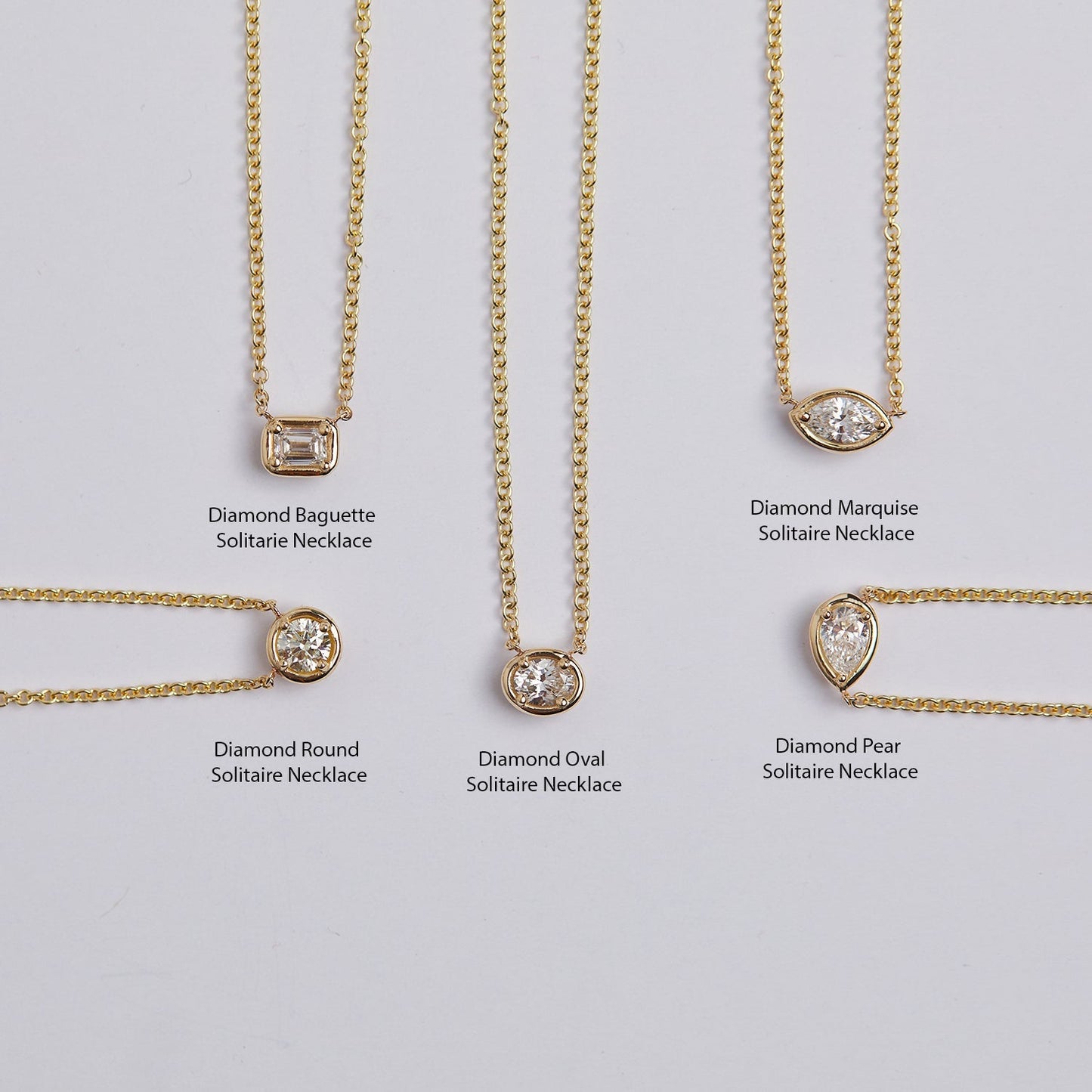 Oval Diamond Solitaire Necklace - Lotus Diamond