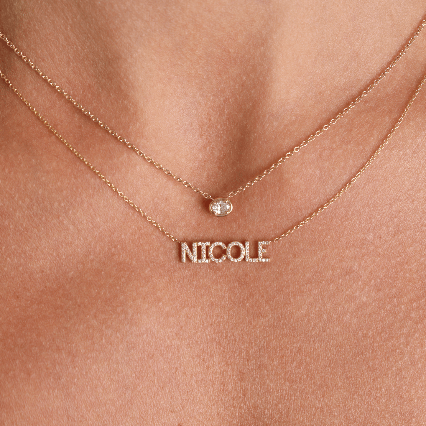Oval Diamond Solitaire Necklace - Lotus Diamond