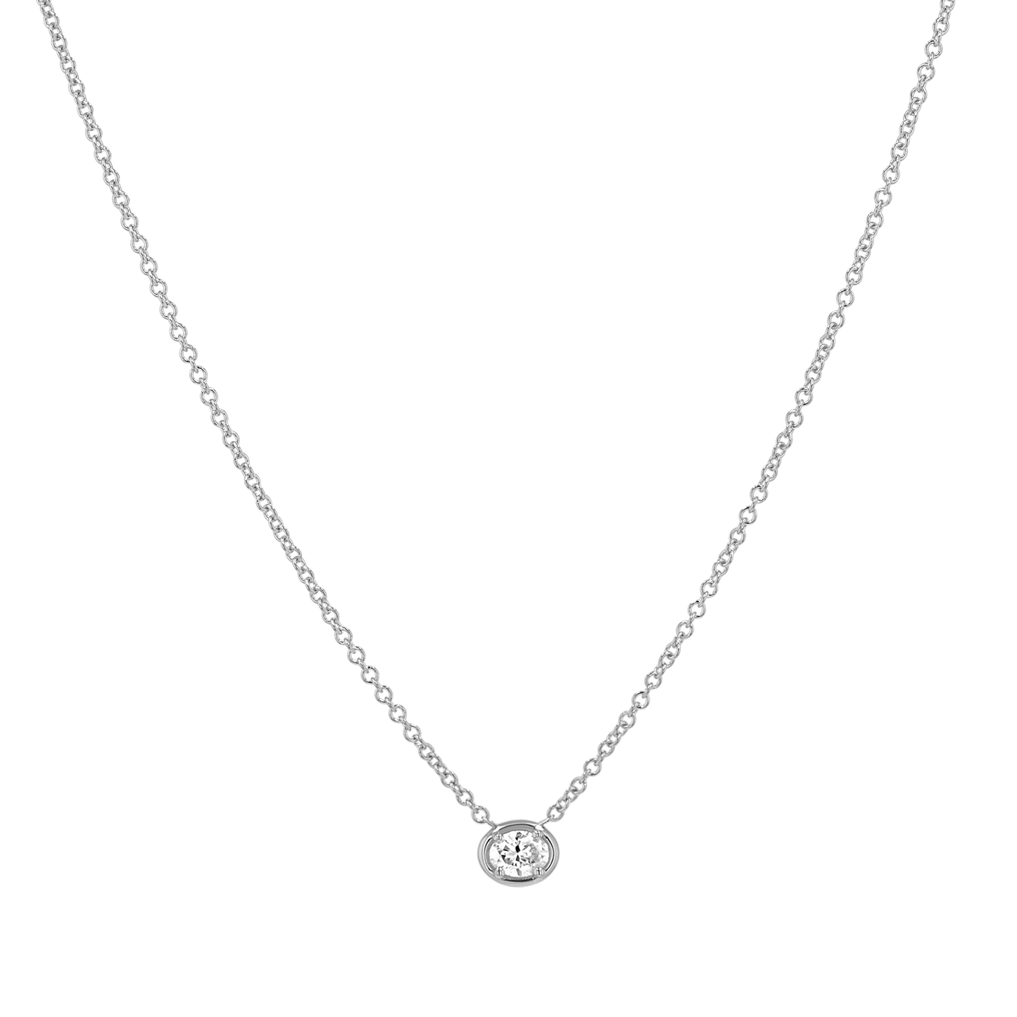 Oval Diamond Solitaire Necklace - Lotus Diamond