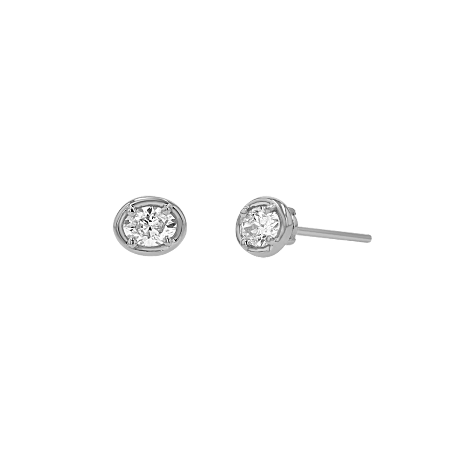 Oval Diamond Stud Earrings - Lotus Diamond