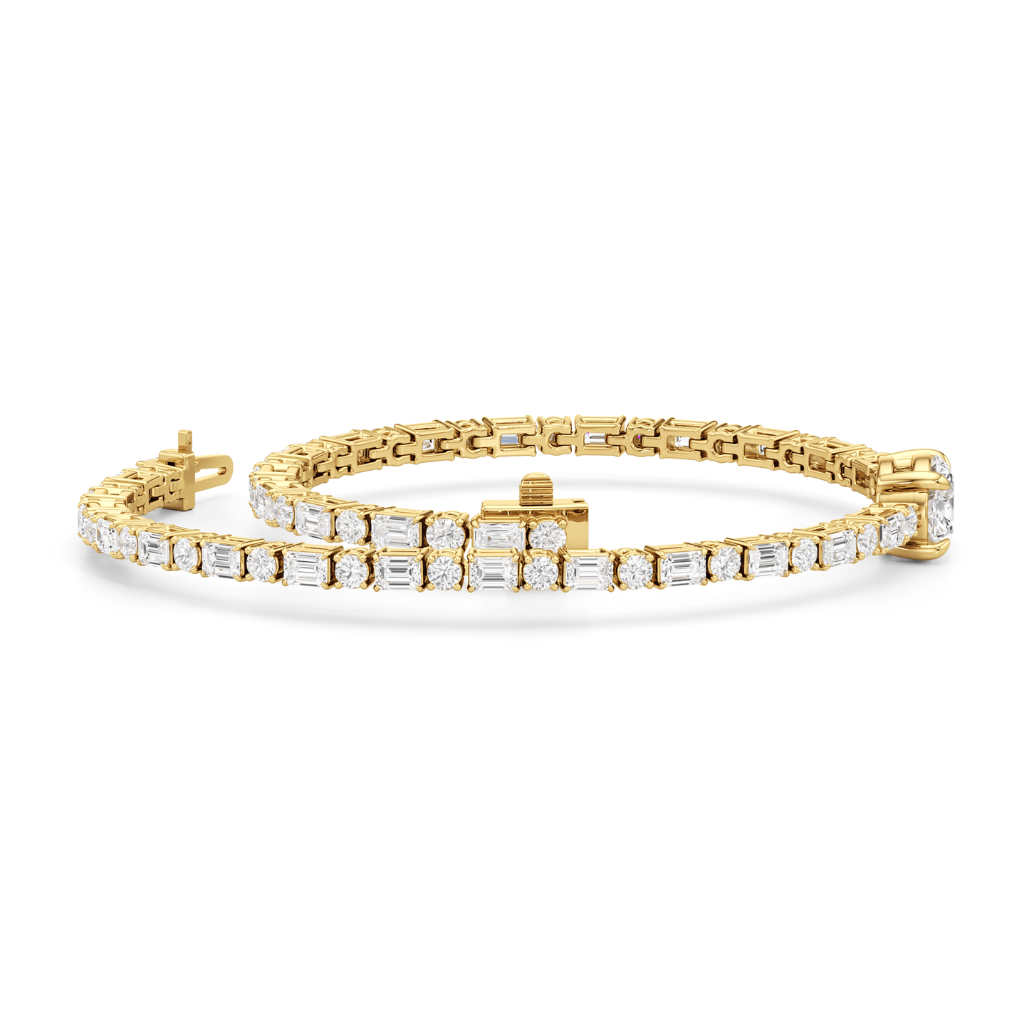 Oval with Trailing Round and Emeralds Tennis Bracelet - Lotus Diamond