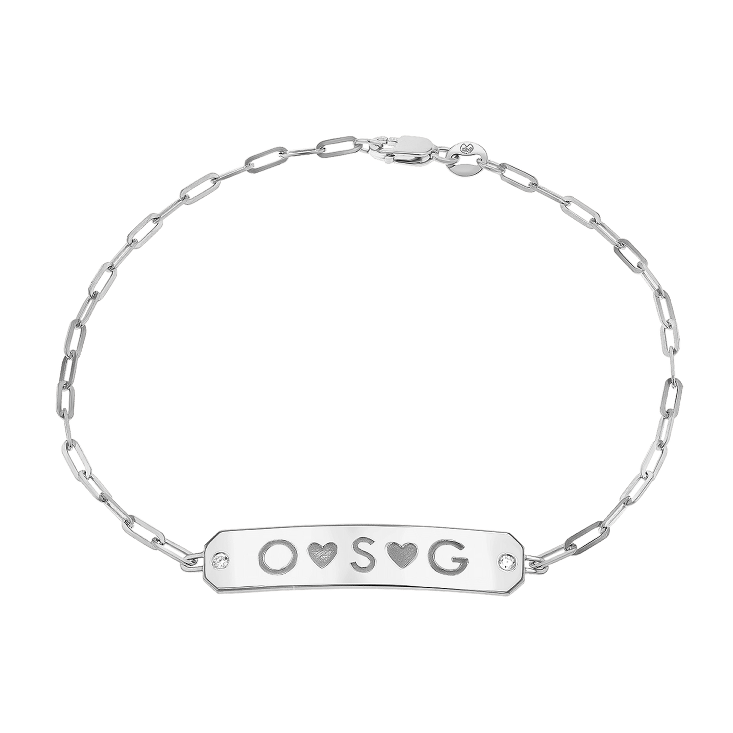 Paper Clip Chain Diamond ID Bracelet - Lotus Diamond