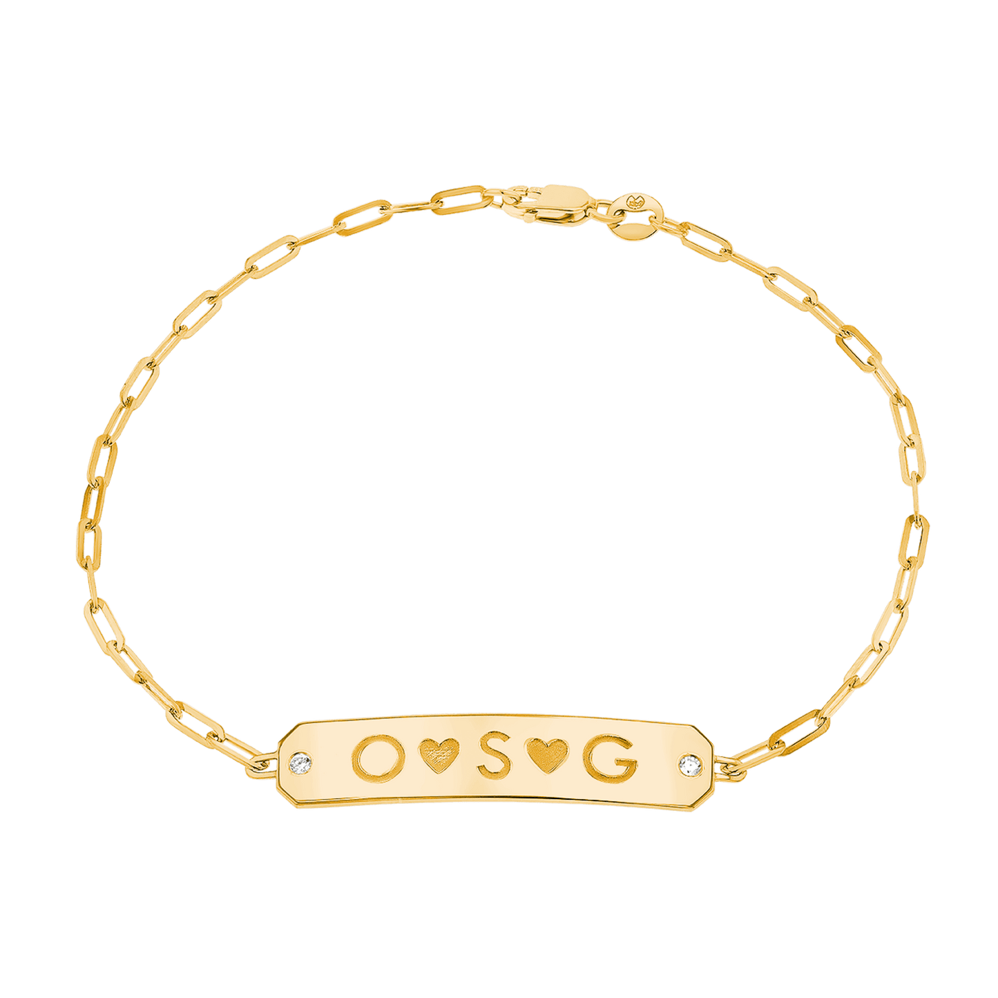Paper Clip Chain Diamond ID Bracelet - Lotus Diamond