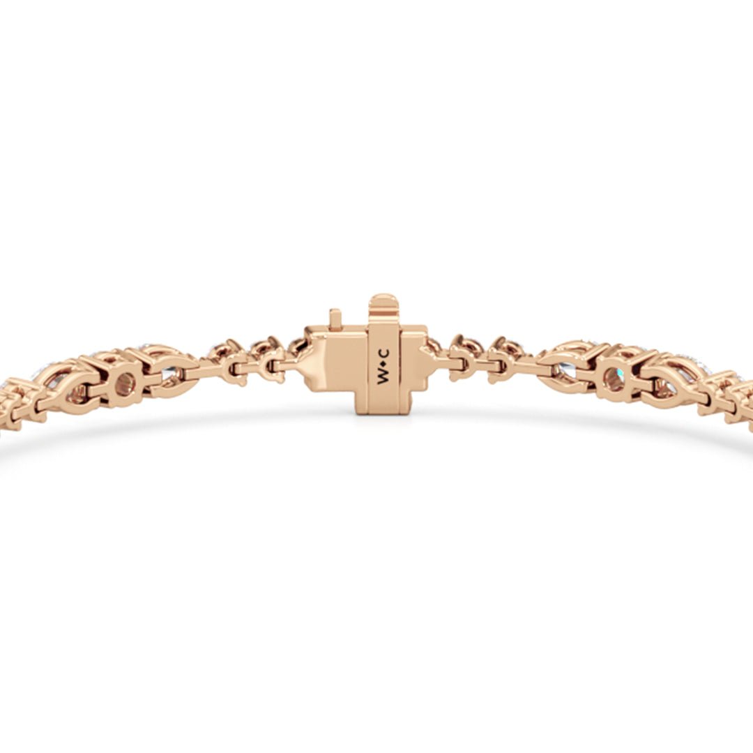 Pear and Round Sequenced Three Prong Tennis Bracelet - Lotus Diamond
