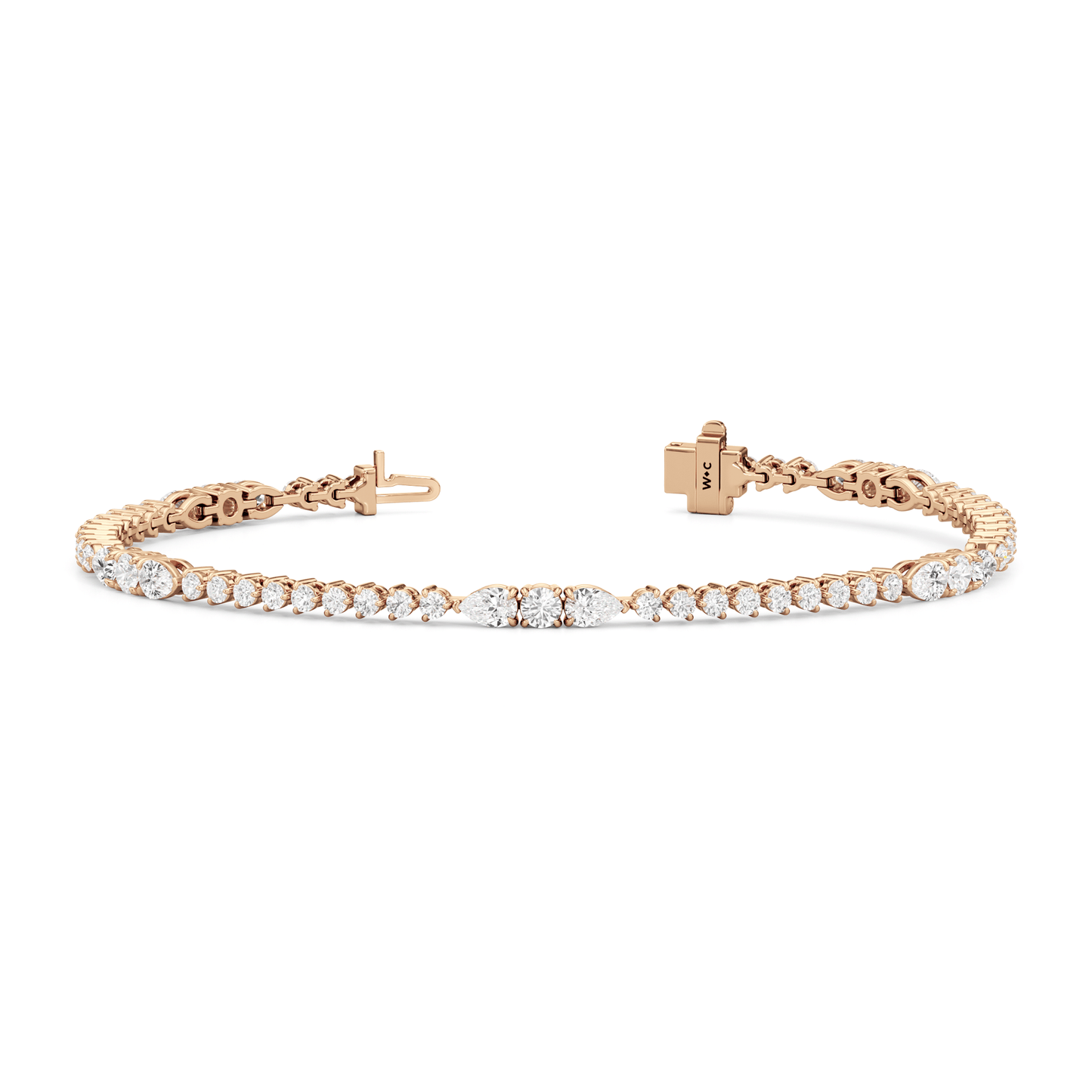 Pear and Round Sequenced Three Prong Tennis Bracelet - Lotus Diamond