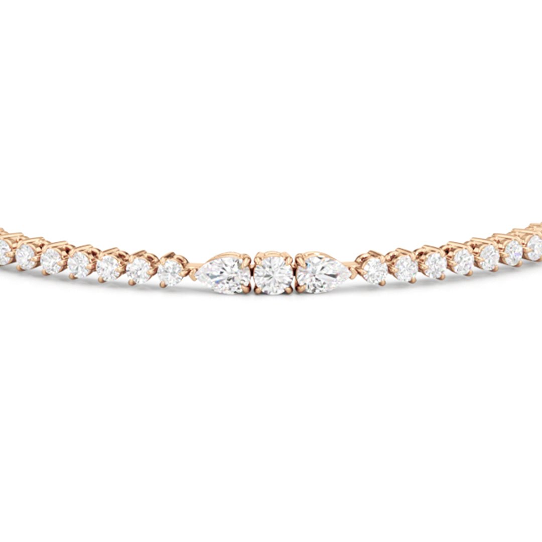 Pear and Round Sequenced Three Prong Tennis Bracelet - Lotus Diamond
