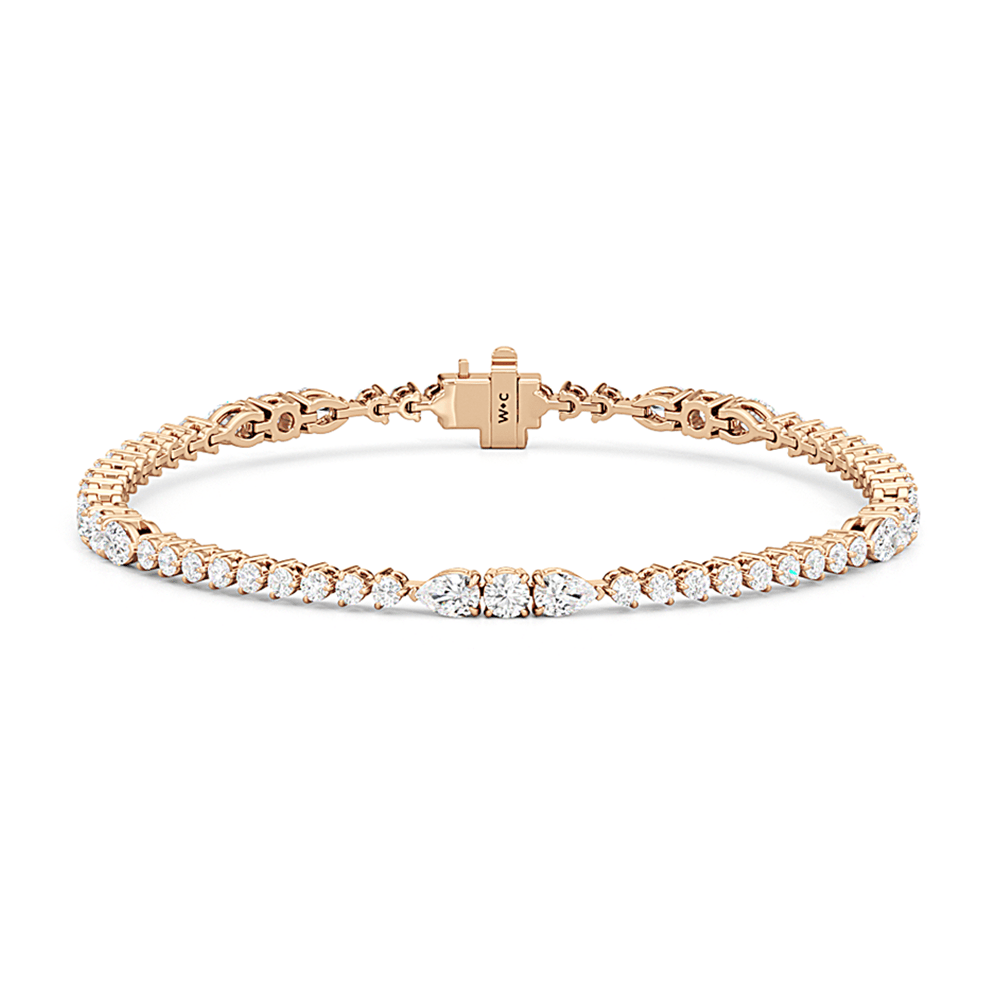 Pear and Round Sequenced Three Prong Tennis Bracelet - Lotus Diamond