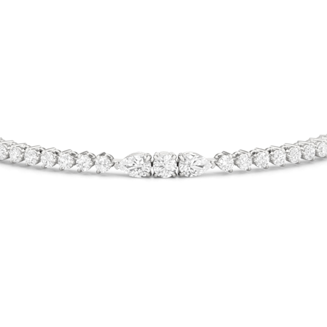 Pear and Round Sequenced Three Prong Tennis Bracelet - Lotus Diamond
