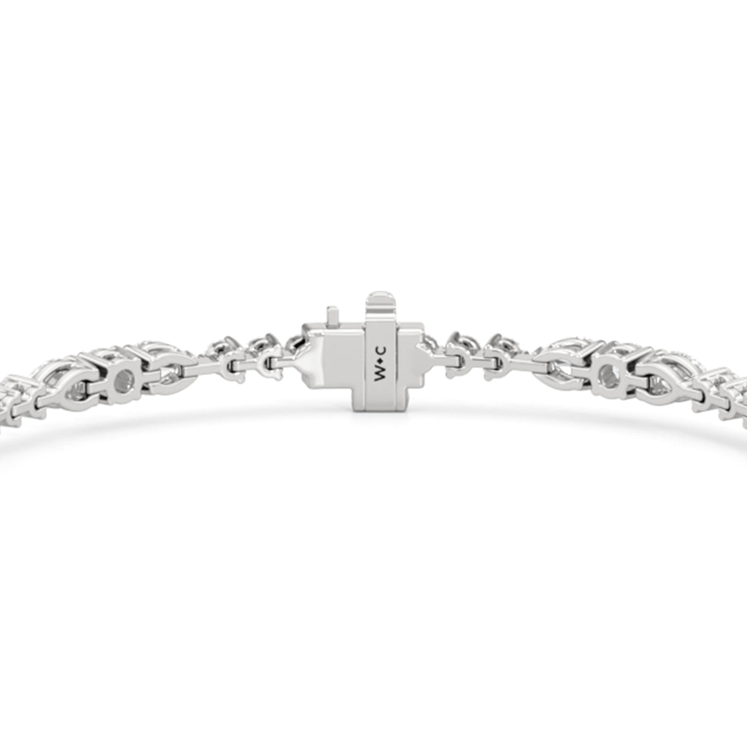 Pear and Round Sequenced Three Prong Tennis Bracelet - Lotus Diamond