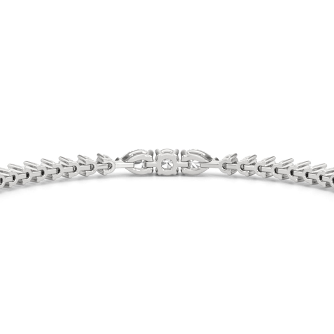 Pear and Round Sequenced Three Prong Tennis Bracelet - Lotus Diamond
