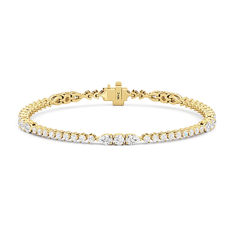 Pear and Round Sequenced Three Prong Tennis Bracelet - Lotus Diamond