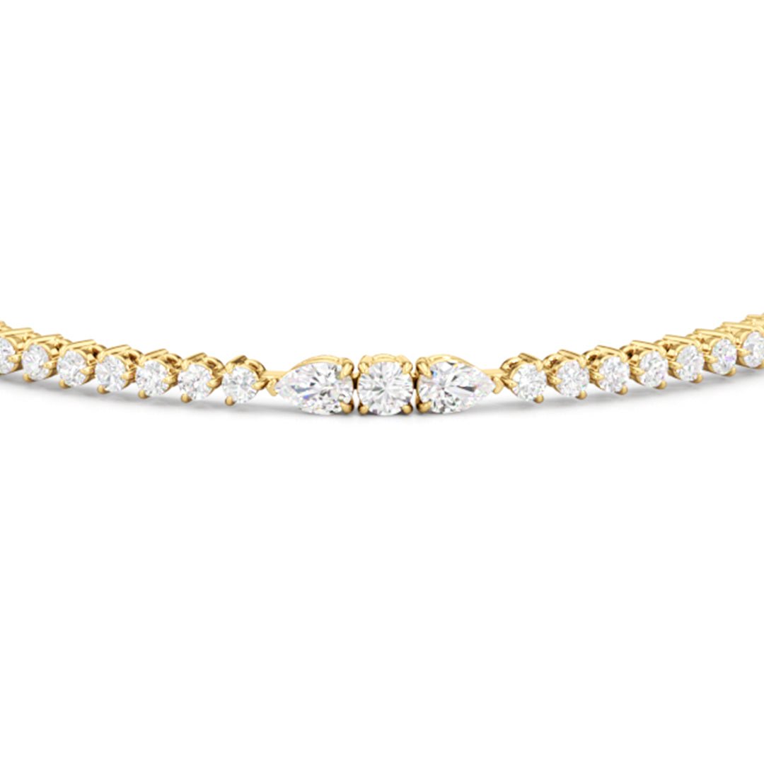 Pear and Round Sequenced Three Prong Tennis Bracelet - Lotus Diamond
